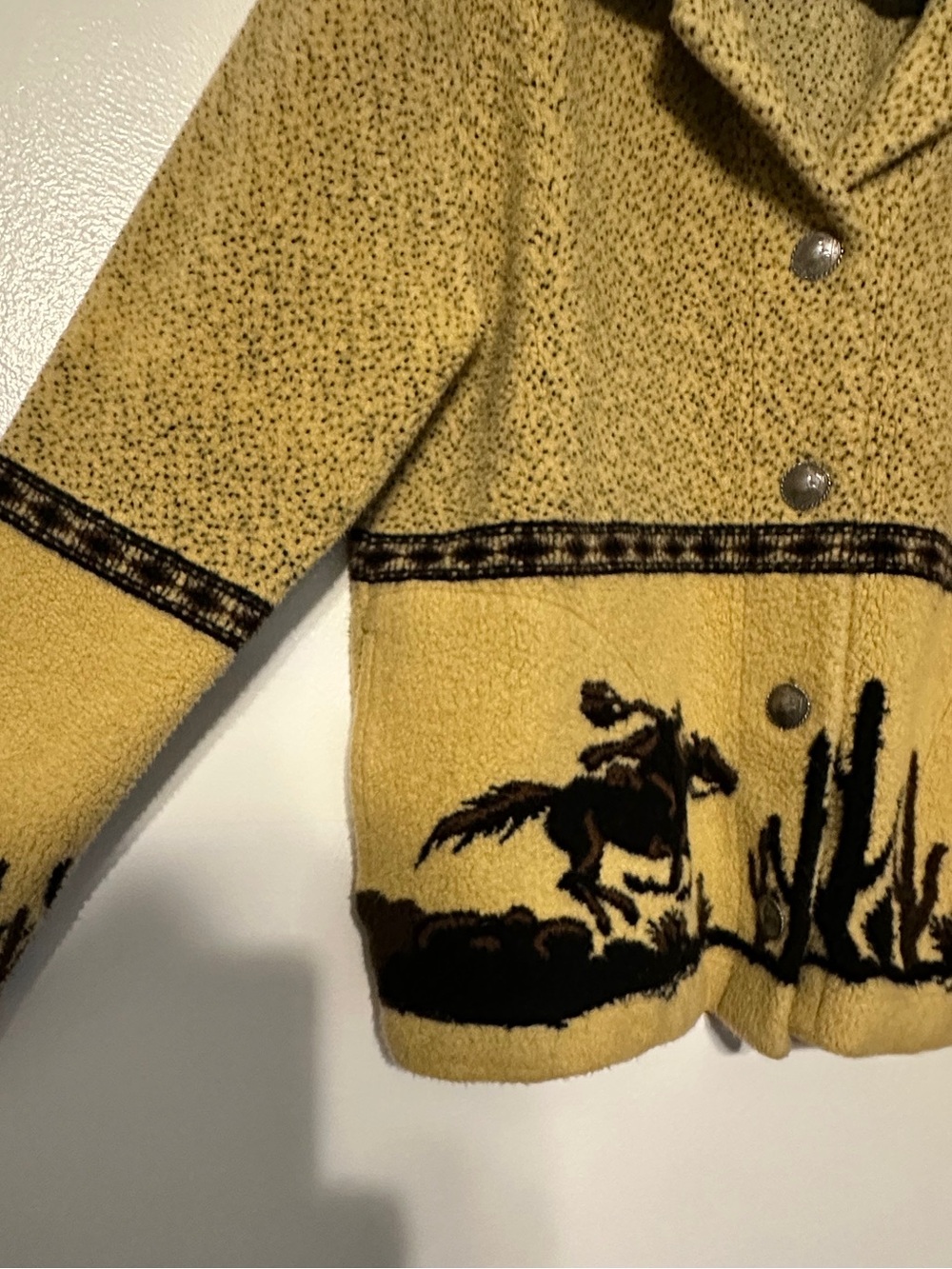 Vintage 90s Western Fleece County Clothing Horse Cowboy Jacket size Medium - Picture 2 of 5